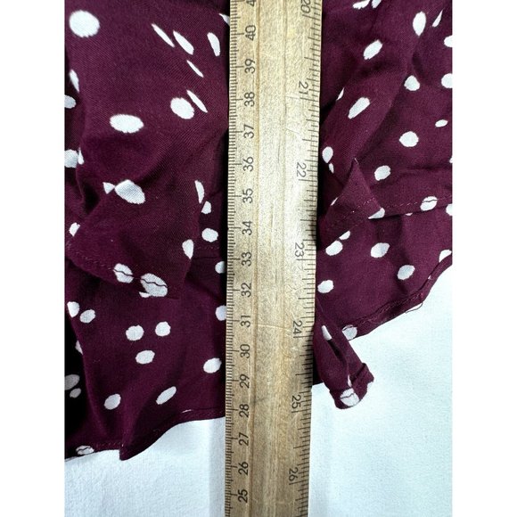 Anthropologie Maeve Polka Dot Blouse size Medium Maroon/White - Picture 7 of 7